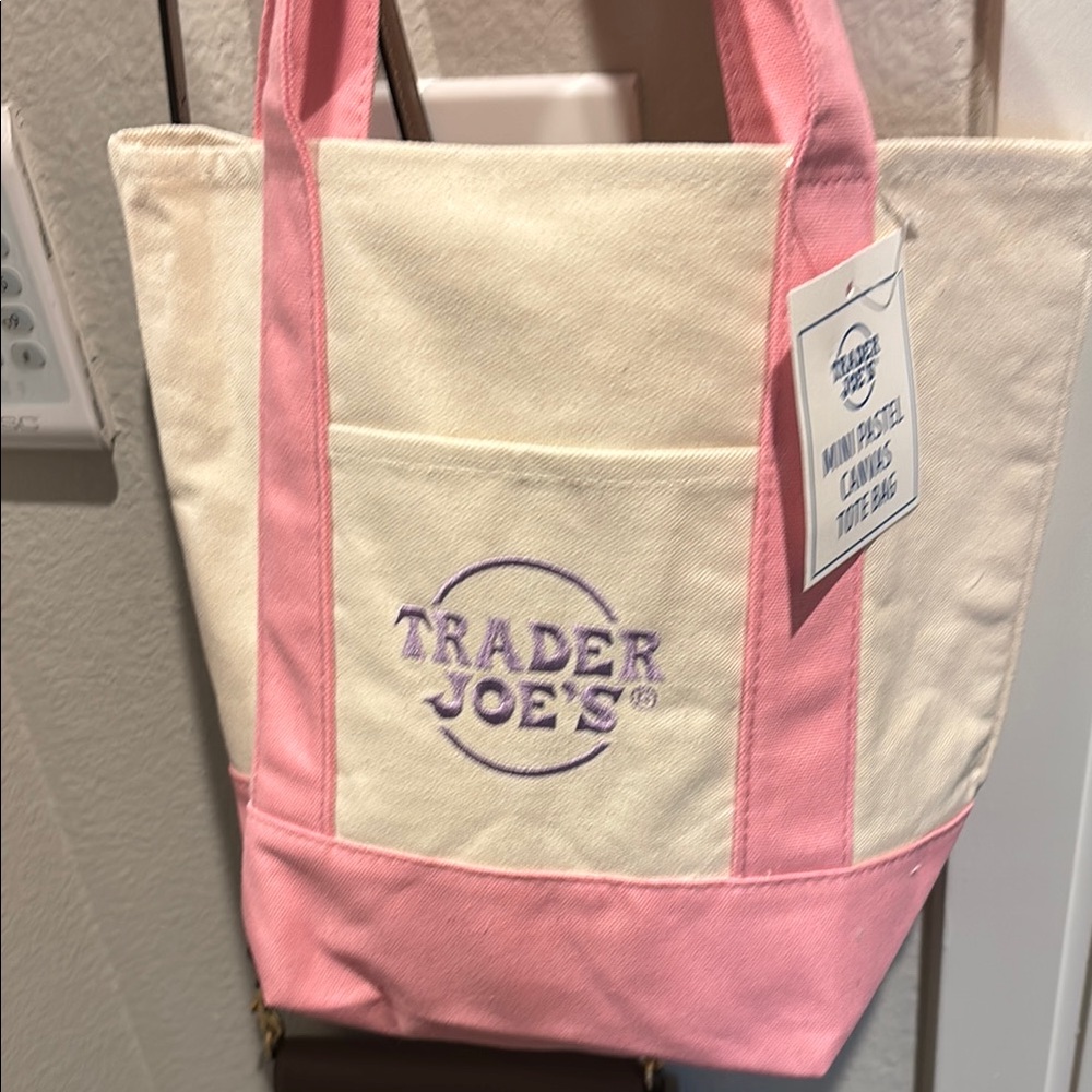 Pink and Cream Canvas Tote Bag